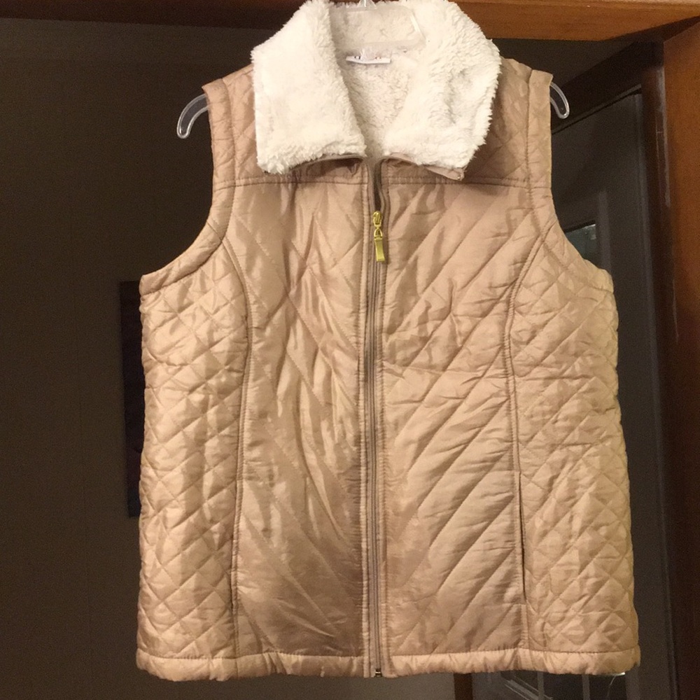 Denim and Company Gold Vest with Sherpa Lining